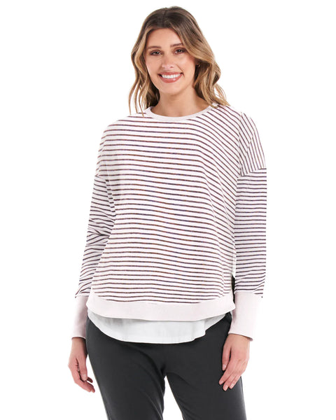 Lucy French Terry Sweat - Awning Stripe
