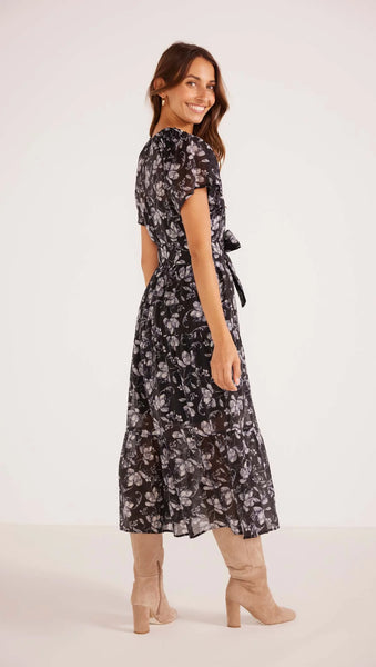 Luzette Tiered Maxi Dress - Black Floral