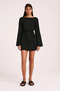 Mina Linen Dress - Black