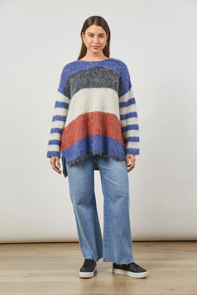 Serene Stripe Knit Jumper - Azure Stripe