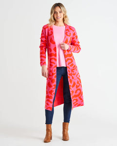 Swift Cardigan -Pink/ Red Cheetah Print